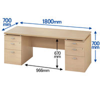 【組立設置込】ARAN WORLD EIDOS エイドス 両袖机 ライトオーク 幅1800×奥行700×高さ700mm 1台（3梱包）