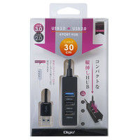 ナカバヤシ USBハブ（USB HUB） USB3.0+2.0 4ポートハブ ブラック 0.3m UH-3064BK 1個（直送品）