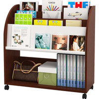 VALUTEC PLシリーズ マガジンラック85 キャスター付 幅850×奥行345×高さ850mm ダークブラウン PLD-62 1台（直送品）