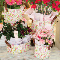 ヘッズ リトルフラワーオーバル布バスケット-S  LF-OSB 1セット（10個：10個×1パック）（直送品）