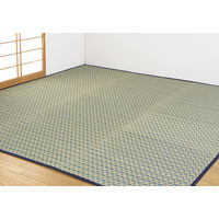 ファミリー・ライフ 本掛川織い草花ござ〈雲仙〉ブルー 江戸間3畳 幅1740×奥行2610mm 1枚（直送品）