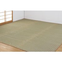 ファミリー・ライフ 本掛川織い草花ござ〈雲仙〉ベージュ 江戸間3畳 幅1740×奥行2610mm 1枚（直送品）