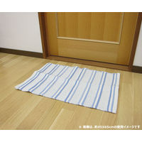 萩原 インド綿マット スクリーム ブルー 約45×120cm 1枚（直送品）