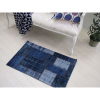 萩原 ベルギー製ラグ・マット パグルン ブルー 約60×90cm 1枚（直送品）