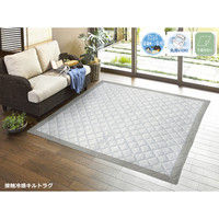 萩原 涼感プリントキルトラグ フレット グレー 約185×240cm 1枚（直送品）