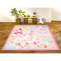 萩原 洗えるキッズラグ プリンセスタウン 約185×185cm 1枚（直送品）