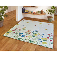 萩原 シェニールプリントラグ フラワー 約130×190cm 1枚（直送品）