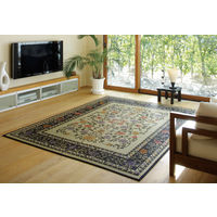 萩原 国産い草センターラグ（裏貼り） イデア NA/BK ナチュラル/ブラック 約261×352cm 1枚（直送品）