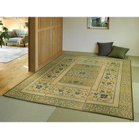 萩原 国産い草コンパクトラグ 花園（はなぞの） GN グリーン 約210×250cm 1枚（直送品）