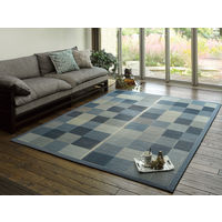 萩原 い草センターラグ（裏貼り） デニムパッチ BL ブルー 約176×230cm 1枚（直送品）