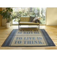 萩原 い草センターラグ（裏貼り） 英字マリン BL ブルー 約176×220cm 1枚（直送品）