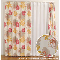 ユニベール ディアス レッド 厚地カーテン 幅100×高さ200cm 1セット（2枚入り） 1セット（厚地カーテン2枚）（直送品）