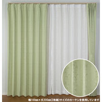 ユニベール プロローグ グリーン 厚地カーテン 幅100×高さ200cm 1セット（2枚入り） 1セット（厚地カーテン2枚）（直送品）