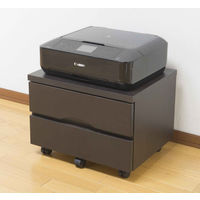 サン・ハーベスト タモ突板プリンターワゴン ダークブラウン SJ-410 DBR 幅500×奥行400×高さ370mm 1台（直送品）