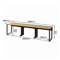 Ceha プレノデスクシステム フリーアドレスデスク 3連 引出し無し オーク天板/ブラック脚 幅3000×奥行600×高さ720mm 1台 (9梱包)