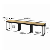 Ceha プレノデスクシステム フリーアドレスデスク 3連 引出し付き オーク天板/ブラック脚 幅3000×奥行600×高さ720mm 1台 (12梱包)