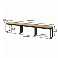 Ceha プレノデスクシステム フリーアドレスデスク 3連 引出し付き オーク天板/ブラック脚 幅3600×奥行600×高さ720mm 1台 (12梱包)