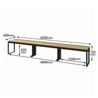 Ceha プレノデスクシステム フリーアドレスデスク 3連 引出し付き オーク天板/ブラック脚 幅4200×奥行600×高さ720mm 1台 (12梱包)