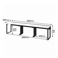 Ceha プレノデスクシステム フリーアドレスデスク 3連 引出し無し ホワイト天板/ブラック脚 幅3000×奥行600×高さ720mm 1台 (9梱包)