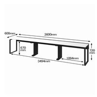 Ceha プレノデスクシステム フリーアドレスデスク 3連 引出し無し ホワイト天板/ブラック脚 幅3600×奥行600×高さ720mm 1台 (9梱包)