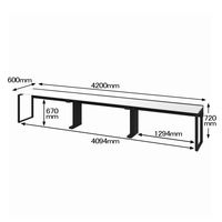 Ceha プレノデスクシステム フリーアドレスデスク 3連 引出し無し ホワイト天板/ブラック脚 幅4200×奥行600×高さ720mm 1台 (9梱包)