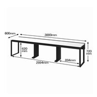 Ceha プレノデスクシステム フリーアドレスデスク 3連 引出し付き ホワイト天板/ブラック脚 幅3000×奥行600×高さ720mm 1台 (12梱包)