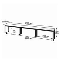 Ceha プレノデスクシステム フリーアドレスデスク 3連 引出し付き ホワイト天板/ブラック脚 幅4200×奥行600×高さ720mm 1台 (12梱包)