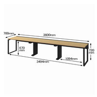 Ceha プレノデスクシステム フリーアドレスデスク 3連 引出し無し オーク天板/ブラック脚 幅3600×奥行700×高さ720mm 1台 (9梱包)