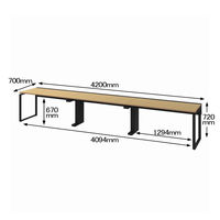 Ceha プレノデスクシステム フリーアドレスデスク 3連 引出し無し オーク天板/ブラック脚 幅4200×奥行700×高さ720mm 1台 (9梱包)