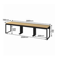 Ceha プレノデスクシステム フリーアドレスデスク 3連 引出し付き オーク天板/ブラック脚 幅3000×奥行700×高さ720mm 1台 (12梱包)