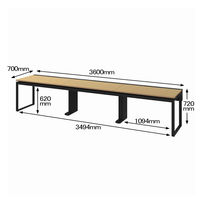 Ceha プレノデスクシステム フリーアドレスデスク 3連 引出し付き オーク天板/ブラック脚 幅3600×奥行700×高さ720mm 1台 (12梱包)