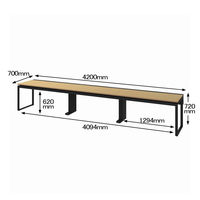 Ceha プレノデスクシステム フリーアドレスデスク 3連 引出し付き オーク天板/ブラック脚 幅4200×奥行700×高さ720mm 1台 (12梱包)