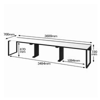 Ceha プレノデスクシステム フリーアドレスデスク 3連 引出し無し ホワイト天板/ブラック脚 幅3600×奥行700×高さ720mm 1台 (9梱包)