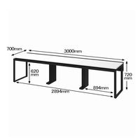 Ceha プレノデスクシステム フリーアドレスデスク 3連 引出し付き ホワイト天板/ブラック脚 幅3000×奥行700×高さ720mm 1台 (12梱包)