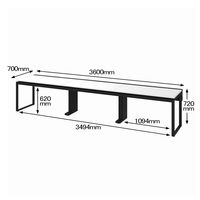 Ceha プレノデスクシステム フリーアドレスデスク 3連 引出し付き ホワイト天板/ブラック脚 幅3600×奥行700×高さ720mm 1台 (12梱包)