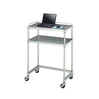 PCテーブル 導電ゴムキャスター (SUS304・パンチング棚二段・導電ゴム車仕様) 750×450×1000 AS001-N03 1式（直送品）