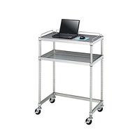 PCテーブル 導電ゴムキャスター (SUS430・パンチング棚二段・導電ゴム車仕様) 750×450×1000 AS001-C03 1式（直送品）