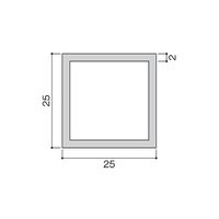光 アルミ角パイプ 25×25×1995mm AK25252 1本 61-7408-69（直送品）
