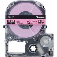 テプラ TEPRA PROテープ スタンダード 幅12mm パステル ピンクラベル(黒文字) SC12P 1個 キングジム（わけあり品）