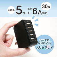 ナカバヤシ USB ACアダプタ 5ポート 最大6A IPA-60U2/BK 1個