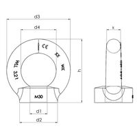 エスコ M 14 アイナット(炭素鋼製) EA638SD-65 1セット(15個)（直送品）