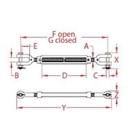 エスコ 12.7mm ターンバックル(Jaw&Jaw/ステンレス製) EA638KH-64 1個（直送品）