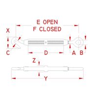 エスコ 12.7mm ターンバックル(Hook & Eye/ステンレス製) EA638KH-75 1個（直送品）