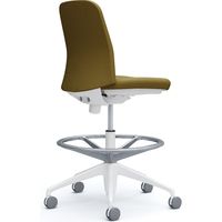 【設置込】オカムラ ライブス エントリーチェア ハイチェア 5本脚 肘なし ツイル 白×イエローグリーン 1脚（直送品）