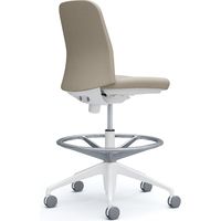 【設置込】オカムラ ライブス エントリーチェア ハイチェア 5本脚 肘なし ツイル 白×ベージュ 1脚（直送品）