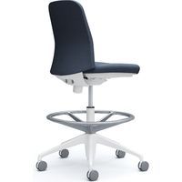 【設置込】オカムラ ライブス エントリーチェア ハイチェア 5本脚 肘なし インターロック 白×インディゴ 1脚（直送品）