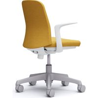 【設置込】オカムラ ライブス エントリーチェア コンパクトタイプ 5本脚 デザインアーム インターロック 白×イエロー 1脚（直送品）