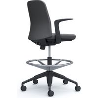 【設置込】オカムラ ライブス エントリーチェア ハイチェア 5本脚 デザインアーム ツイル 黒×ダークグレー 1脚（直送品）