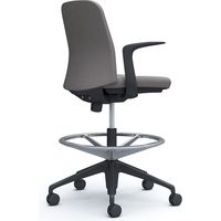 【設置込】オカムラ ライブス エントリーチェア ハイチェア 5本脚 デザインアーム インターロック 黒×グレー 1脚（直送品）