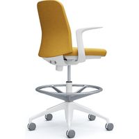 【設置込】オカムラ ライブス エントリーチェア ハイチェア 5本脚 デザインアーム インターロック 白×イエロー 1脚（直送品）